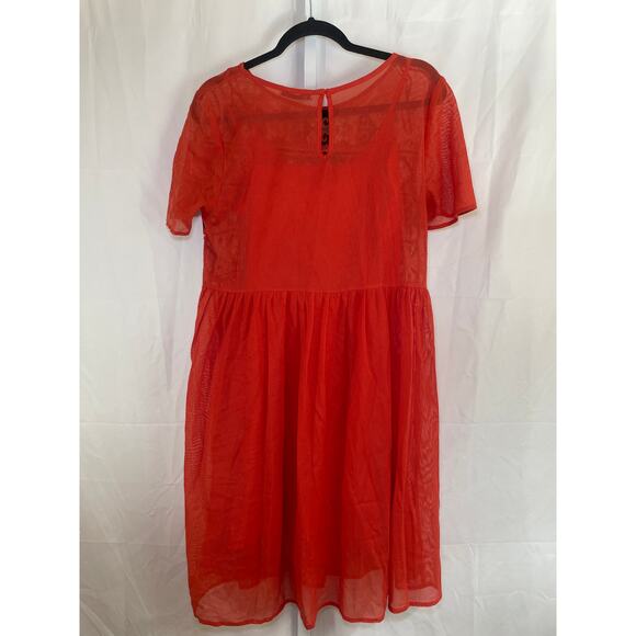 Zara Embroidered Boho Dress - Women Size L - Red - Picture 5 of 5